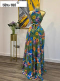 2026 Fall Women O-neck Sleeveless Print Mermaid Long Maxi Dress Cocktail Evening Birthday Beach Sexy Night Party Dresses