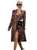 High Quality Winter New Snake Print Coat Women Sexy Belt Slim Patent Leather Washed Coats Female Elegant Fashion Party Clothing