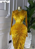 Women Velvet Ruched Stacked Long Sleeve Bodycon Midi Maxi Dress 2026 Street Party Sexy Vacation Long Dresses Vestidos