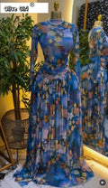 Women leaf Print patchwork smock Midi A-line Long Maxi Dress 2026 Elegant Evening Birthday Party Dresses Trendy Vestidos
