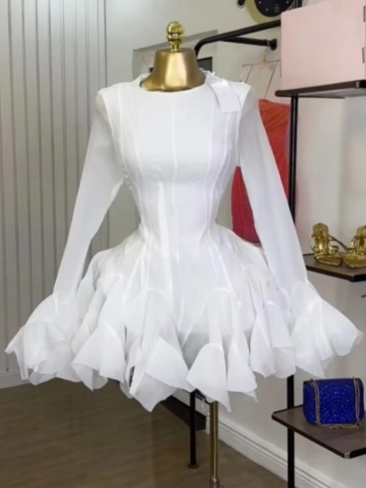 Women flare long sleeve Printed Big Swing Ball Gown Dress  Summer Holiday Night Club Party Vestidos Sexy Dresses