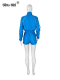 Women's Set Long Sleeve Jacket + Shorts Suit 2025 Summer Streetwear Active Slim Sporty Two 2 Piece Set Outfit Tracksuit