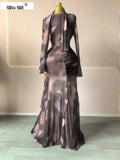 Women Tie Dye Printed Skew Neck Flare Long Sleeve Ruched Stacked Maxi Long Dress  Summer Birthday Sexy Party Dresses