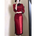 2026 Autumn Long Versatile Cheongsam Dress with Slimming Temperament Retro Chinese Style and Slim Fit