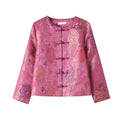 Round Neck Disc Buckle Padded Cotton Coat Top Satin Jacquard Warm with Thickened Top Two-piece Coat