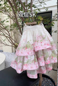 Lolita Original Corset Jsk Dress SP Pink Green Spring/summer Print Daily Bow Lolita High-end Women's Cosplay