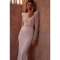 Customized White O-Neck Wedding Dress Long Sleeves Back Zip Bridal Veil 2025 Elegant Mermaid Floor-Length Wedding Gown