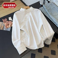 Round Neck Disc Buckle Padded Cotton Coat Top Satin Jacquard Warm with Thickened Top Two-piece Coat