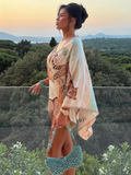 Women‘s Multi Leopard Print Dress Cover Up Boho V Neck Wide Sleeve Loose Tunic 2026 Summer Beach Vacation Daily Casual Outfit