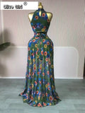 2026 Fall Women O-neck Sleeveless Print Mermaid Long Maxi Dress Cocktail Evening Birthday Beach Sexy Night Party Dresses