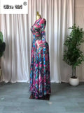 Women O-neck Long Sleeve Big Swing Tie Dye Print Long Dress 2026 Sexy Parties Evening Vacation Maxi Dresses Vestidos