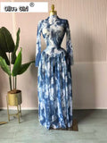 Women leaf Print patchwork smock Midi A-line Long Maxi Dress 2026 Elegant Evening Birthday Party Dresses Trendy Vestidos