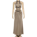 Sexy Backless Halter Neck Hollow Out Long Dress Womens Sleeveless Maxi Dress Vacation Elegant Party Hollow Beach Dresses