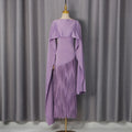 Fashion Temperament Maxi Dress For Women O Neck Spliced Shawl Sleeveless High Waist Sleeveless Evening Dress Female