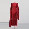 Fashion Temperament Maxi Dress For Women O Neck Spliced Shawl Sleeveless High Waist Sleeveless Evening Dress Female