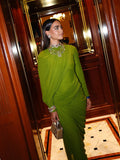 Elegant Pleated Mesh Shawl Maxi Dress Chic Long Sleeve Slim Fit Dresses 2026 Spring New O-Neck Party Prom Gowns Chic