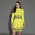 Fashion Women's Heavy Industry Diamond Two Piece Set Short Long Sleeve Tops Wrapped Hip Mini Skirt Female Outfit