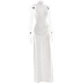 Elegant White Turtleneck Long Dress Sexy Women's Casual Pleated Slit Maxi Dresses Evening Party Prom Black Summer Holiday 2026