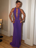 Sexy Backless Halter Neck Hollow Out Long Dress Womens Sleeveless Maxi Dress Vacation Elegant Party Hollow Beach Dresses