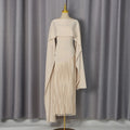 Fashion Temperament Maxi Dress For Women O Neck Spliced Shawl Sleeveless High Waist Sleeveless Evening Dress Female
