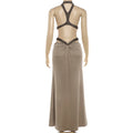 Sexy Backless Halter Neck Hollow Out Long Dress Womens Sleeveless Maxi Dress Vacation Elegant Party Hollow Beach Dresses