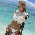 Fashion Pearl Shawl Tops Women 2026 O-neck Handmade Beading Shawl Top Ladies Party Female Elegant Shawl Tops