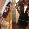 Sexy Backless Vintage Mesh Sequin Mini Summer Dress Women Club Beach Bodycon Party Dress Elegant Evening Prom Dresses Vestidos
