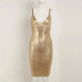 Women's Gold Bandage Dress Bodycon Spaghetti Celebrity Runway Sexy Club Costume Party Summer 2026 New
