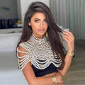 Fashion Pearl Shawl Tops Women 2026 O-neck Handmade Beading Shawl Top Ladies Party Female Elegant Shawl Tops