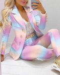 Elegant INS Paisley Butterfly Blazer Suit and Pants Two 2 Piece Set  Women 2022 Autumn Winter Street Outfit Tracksuit