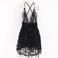 Sexy Backless Vintage Mesh Sequin Mini Summer Dress Women Club Beach Bodycon Party Dress Elegant Evening Prom Dresses Vestidos