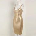 Women's Gold Bandage Dress Bodycon Spaghetti Celebrity Runway Sexy Club Costume Party Summer 2026 New