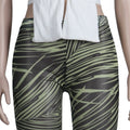 Women 2 Pieces Set Low-Neck Solid Lace Up Corset Top+Stripe Swirl Print Pants Elastic Skinny Sporty Street Outfits