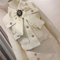 2026 Winter New Women Tweed Fringed 2 Two-Piece Set Sexy Long Sleeve Button Jacket + Short Skirt Set Vestidos Party Suit