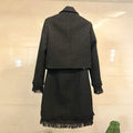 2026 Winter New Women Tweed Fringed 2 Two-Piece Set Sexy Long Sleeve Button Jacket + Short Skirt Set Vestidos Party Suit