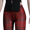 Women 2 Pieces Set Low-Neck Solid Lace Up Corset Top+Stripe Swirl Print Pants Elastic Skinny Sporty Street Outfits