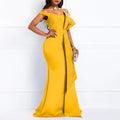 Winter Women Slash Neck Short Sleeve Pearl Dress Sexy Office Lady Africa Evening Night Club Party Long Maxi Dresses GL05143