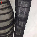 Sexy Black Mesh Summer Dress Women Slash Neck Folds Bodycon Dress Woman Party Night Vintage Elegant Dress Ladies Vestidos