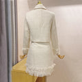 2026 Winter New Women Tweed Fringed 2 Two-Piece Set Sexy Long Sleeve Button Jacket + Short Skirt Set Vestidos Party Suit