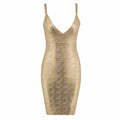 Women's Gold Bandage Dress Bodycon Spaghetti Celebrity Runway Sexy Club Costume Party Summer 2026 New