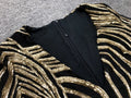 2026 Autumn School New Gold Sequin Women's Midi Dress Long Sleeve Deep V-neck Bodycon Dress Evening Party Dresses Vestidos