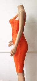 New 2026 Women Sexy Celebrity Midi Red White HL Elastic Bandage Dress Spaghetti Strap Club Bodycon Party Dress Wholesale HL434