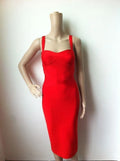 New 2026 Women Sexy Celebrity Midi Red White HL Elastic Bandage Dress Spaghetti Strap Club Bodycon Party Dress Wholesale HL434