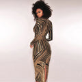 2026 Autumn School New Gold Sequin Women's Midi Dress Long Sleeve Deep V-neck Bodycon Dress Evening Party Dresses Vestidos