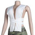 Women 2 Pieces Set Low-Neck Solid Lace Up Corset Top+Stripe Swirl Print Pants Elastic Skinny Sporty Street Outfits