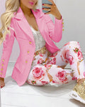 Elegant INS Paisley Butterfly Blazer Suit and Pants Two 2 Piece Set  Women 2022 Autumn Winter Street Outfit Tracksuit
