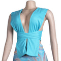 Women 2 Pieces Set Low-Neck Solid Lace Up Corset Top+Stripe Swirl Print Pants Elastic Skinny Sporty Street Outfits