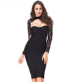2026 Spring Autumn Women Bandage Dress Elegant White Sexy Long Sleeve Hollow Lace Bodycon Club Evening Party Vestidos