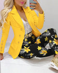 Elegant INS Paisley Butterfly Blazer Suit and Pants Two 2 Piece Set  Women 2022 Autumn Winter Street Outfit Tracksuit