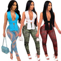 Women 2 Pieces Set Low-Neck Solid Lace Up Corset Top+Stripe Swirl Print Pants Elastic Skinny Sporty Street Outfits
